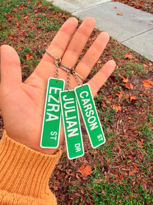 Custom Street Sign Keychain - Multiple Color Options
