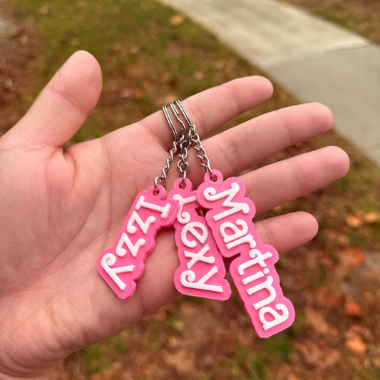 Custom Barbie Name Keychain - Multiple Color Options