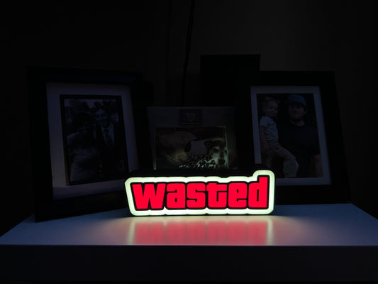 GTA V-Inspired “Wasted” LED Sign – 3D Printed