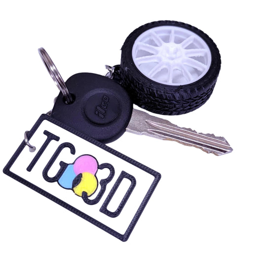 Custom License Plate Keychain w/ Tire - Custom keychain for Car Enthusiasts - Choose your Colors & Text