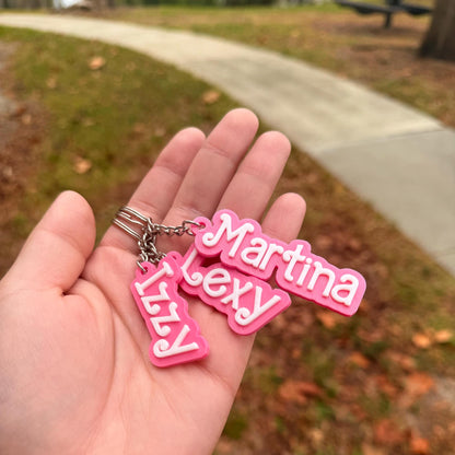 Custom Barbie Name Keychain - Multiple Color Options