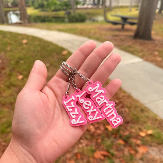 Custom Barbie Name Keychain - Multiple Color Options